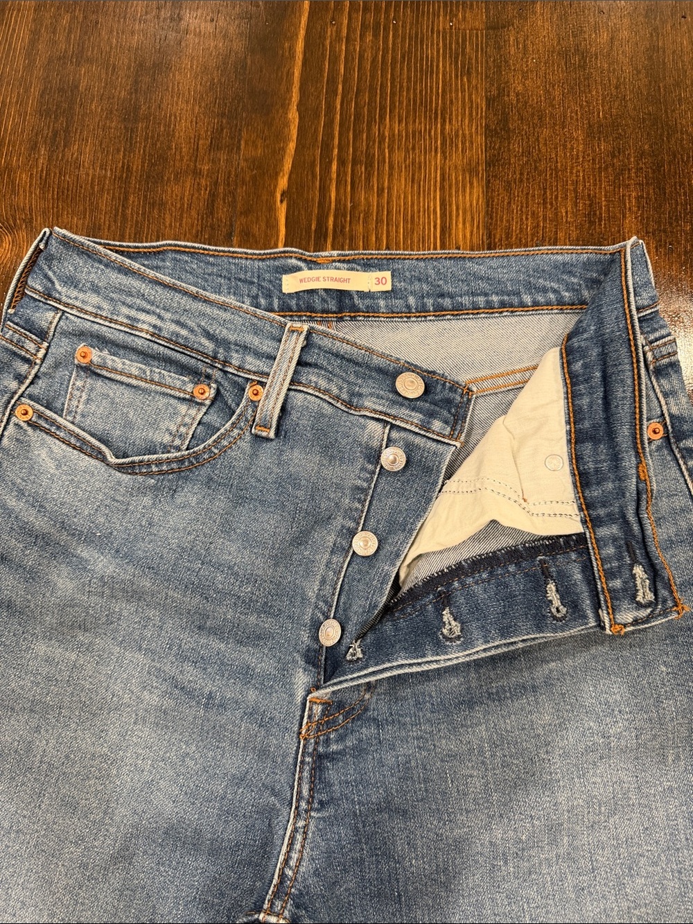 Levi's Wedgie Button-Fly Straight Jeans